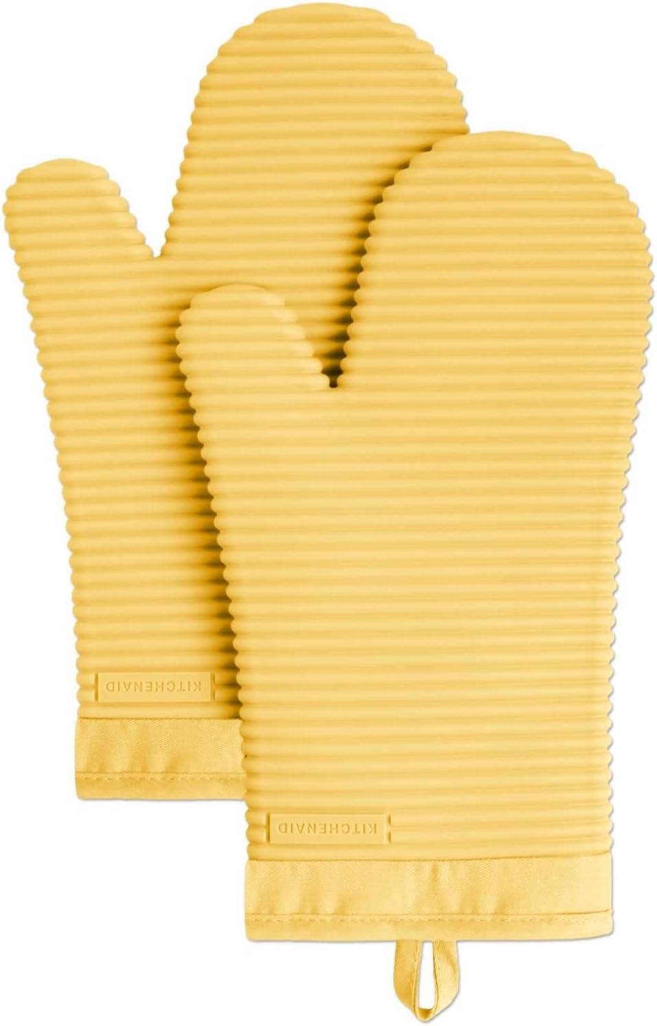 KitchenAid ribbed soft silicone oven mitt in milkshake tan, 7.5x13 inches — view 4