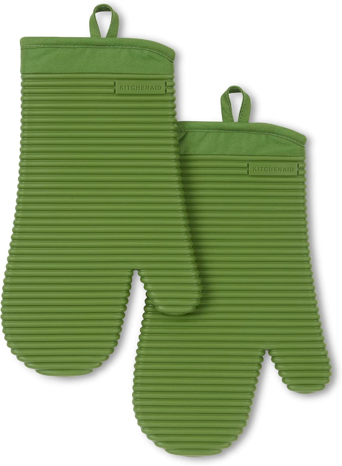 KitchenAid ribbed soft silicone oven mitt in milkshake tan, 7.5x13 inches — view 2