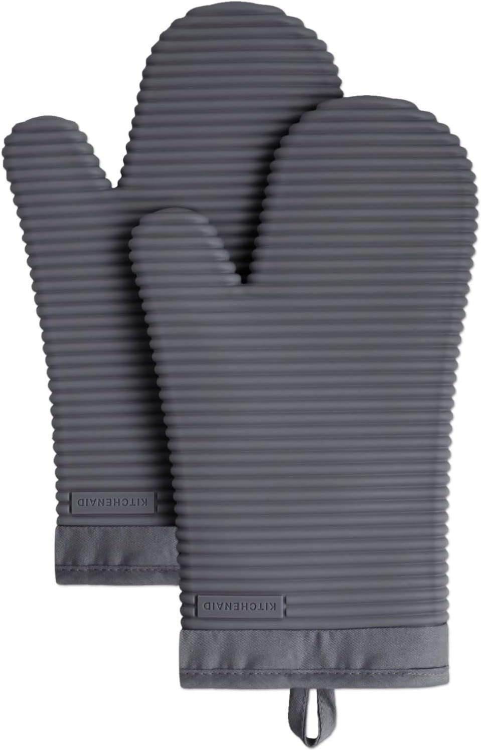 KitchenAid ribbed soft silicone oven mitt in milkshake tan, 7.5x13 inches — view 4