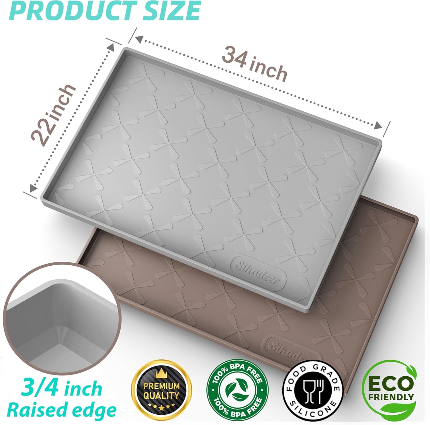 Silicone waterproof under sink mat in gray, 34 x 22 inches โ view 3