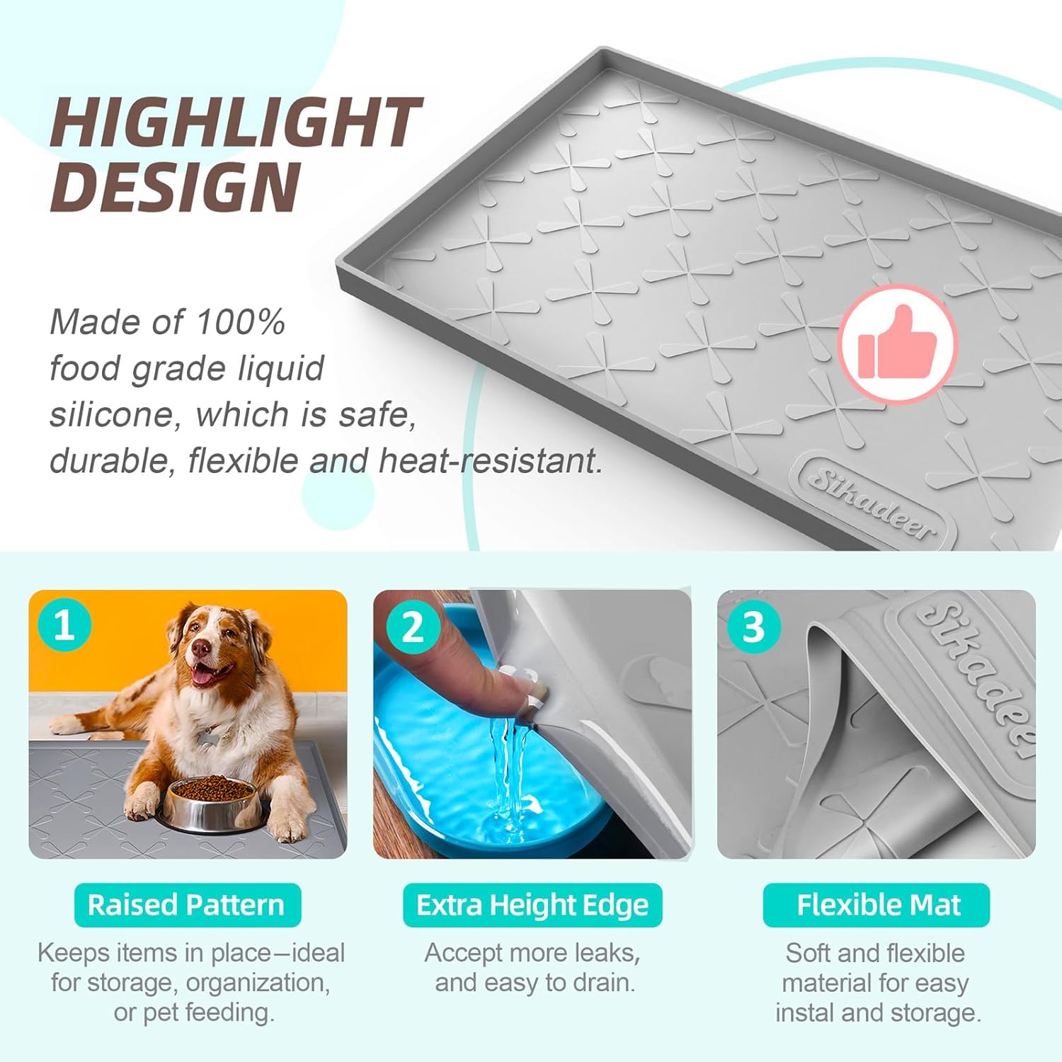 Silicone waterproof under sink mat in gray, 34 x 22 inches โ view 4