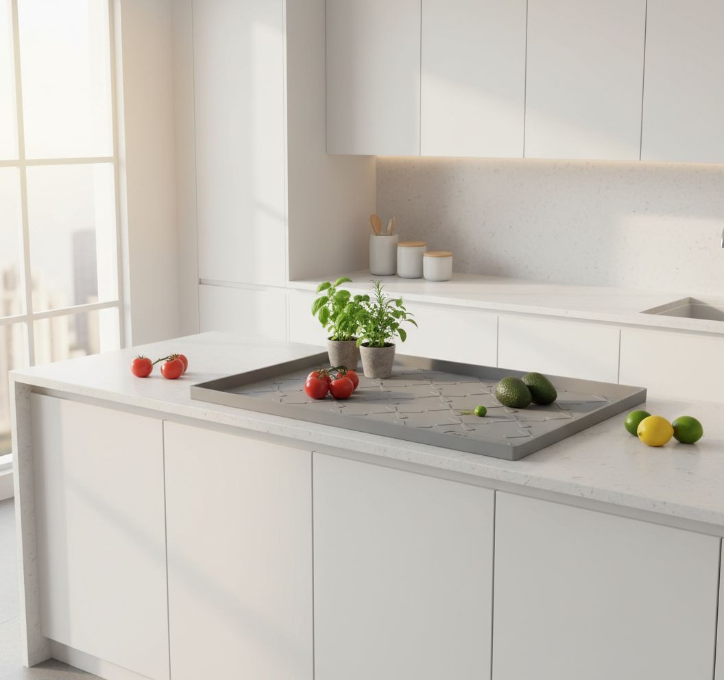 Silicone waterproof under sink mat in gray, 34 x 22 inches — view 7b