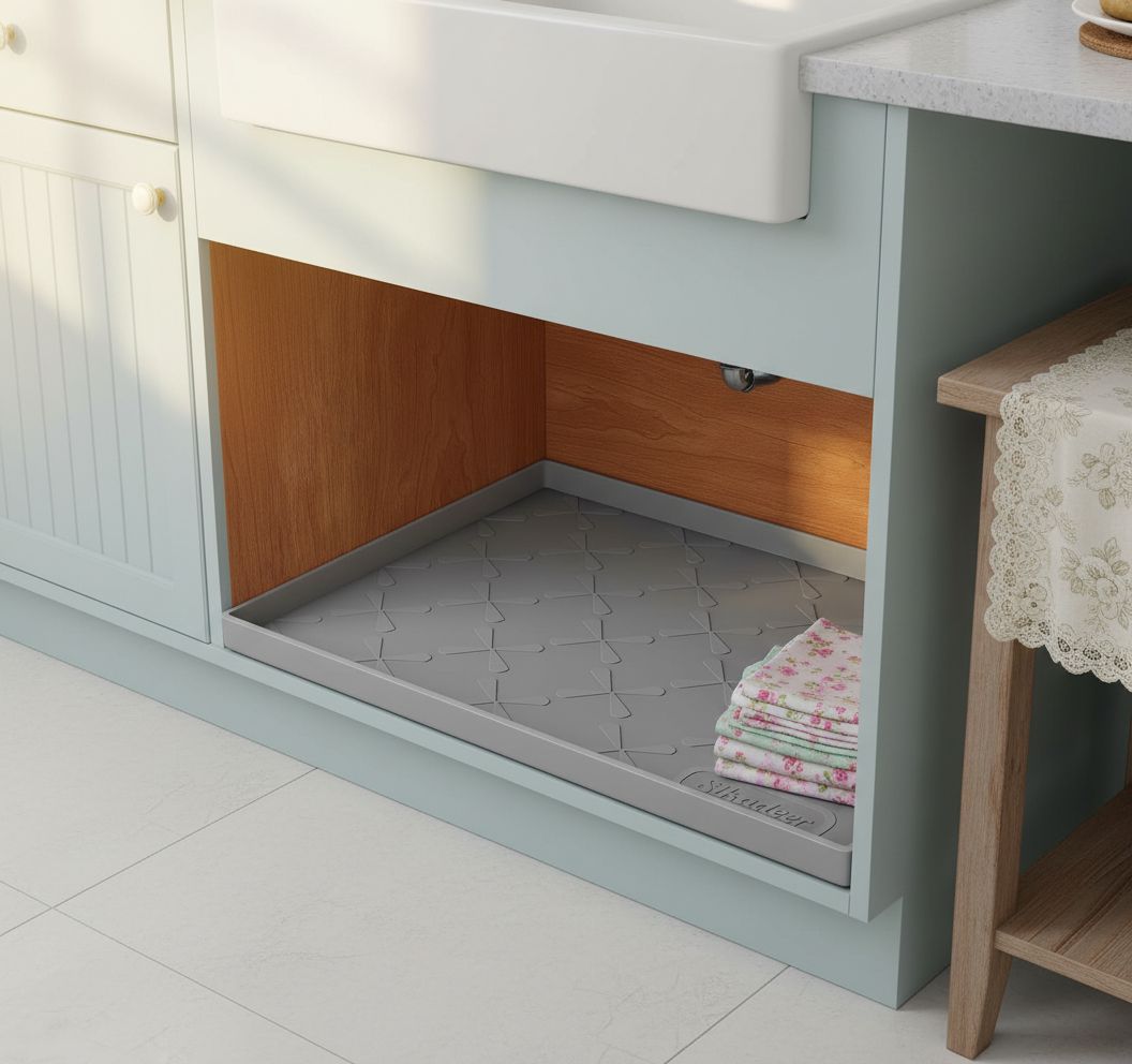 Silicone waterproof under sink mat in gray, 34 x 22 inches — view 6