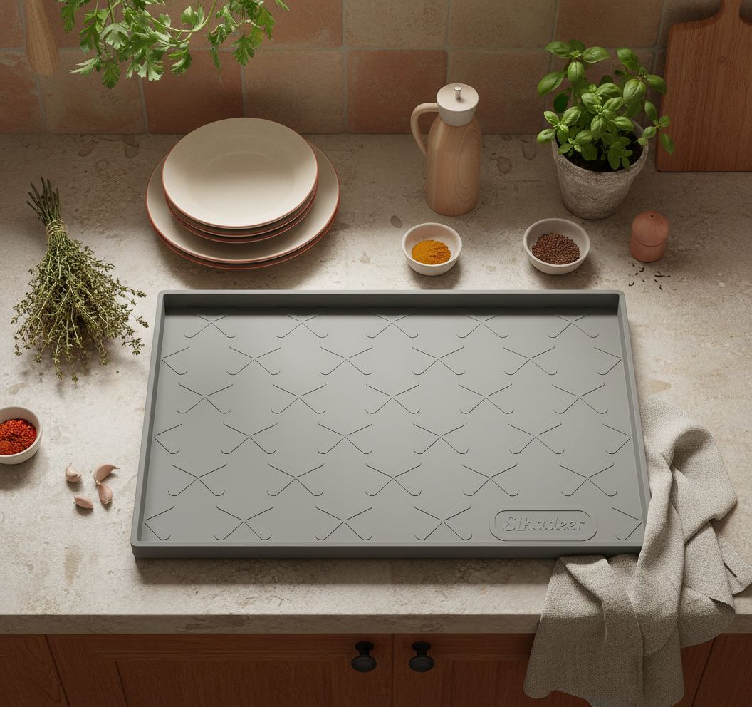 Silicone waterproof under sink mat in gray, 34 x 22 inches — view 7a