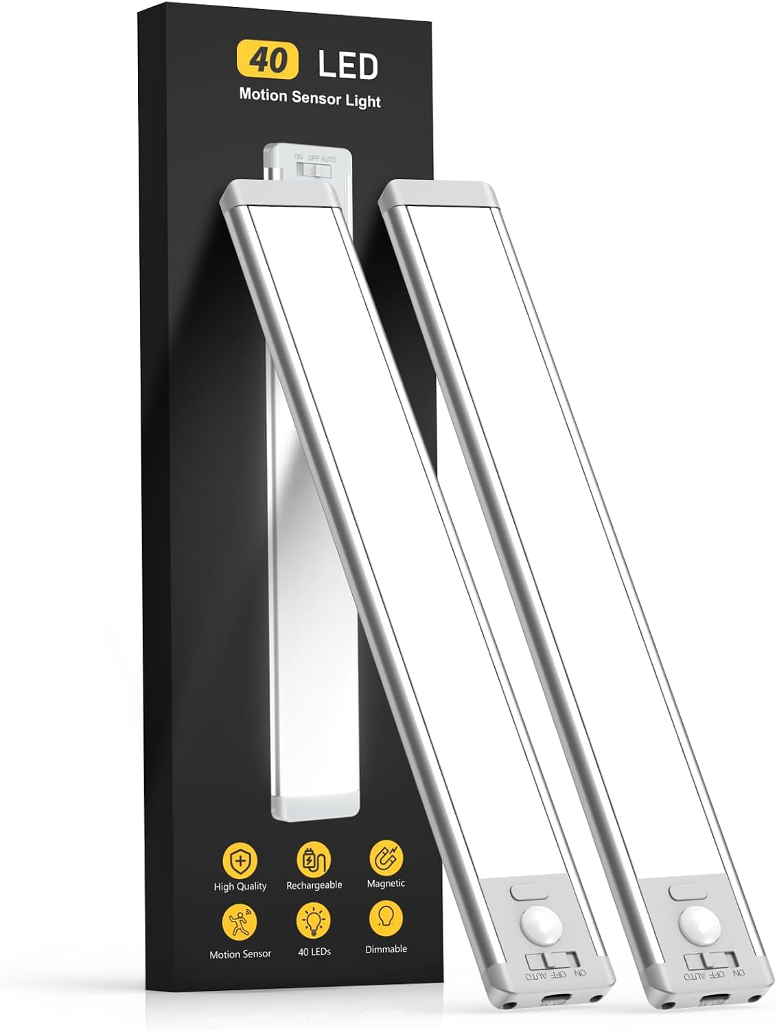 Plastic under-cabinet LED light strip with motion sensor and dimmable brightness control โ view 1