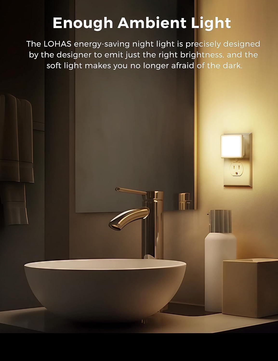 Compact white plastic LED night light with plug-in wall socket design โ view 2