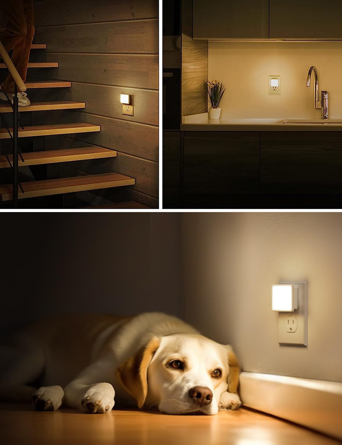 Compact white plastic LED night light with plug-in wall socket design โ view 3