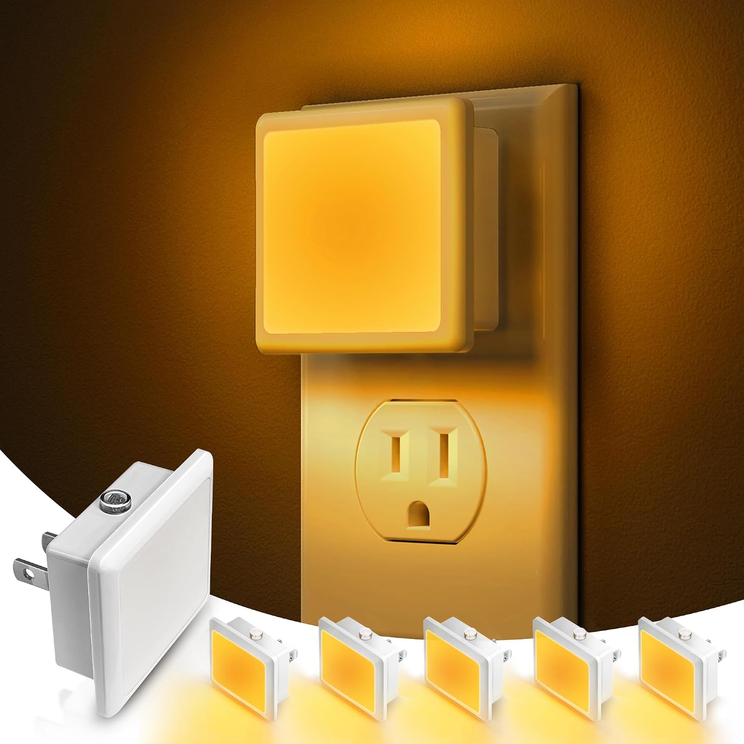 Compact white plastic LED night light with plug-in wall socket design โ view 5