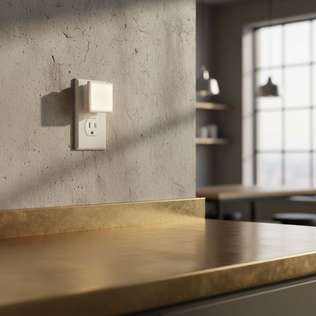 Compact white plastic LED night light with plug-in wall socket design β view 3b