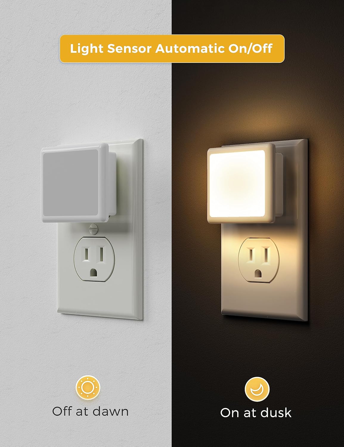 Compact white plastic LED night light with plug-in wall socket design β view 2