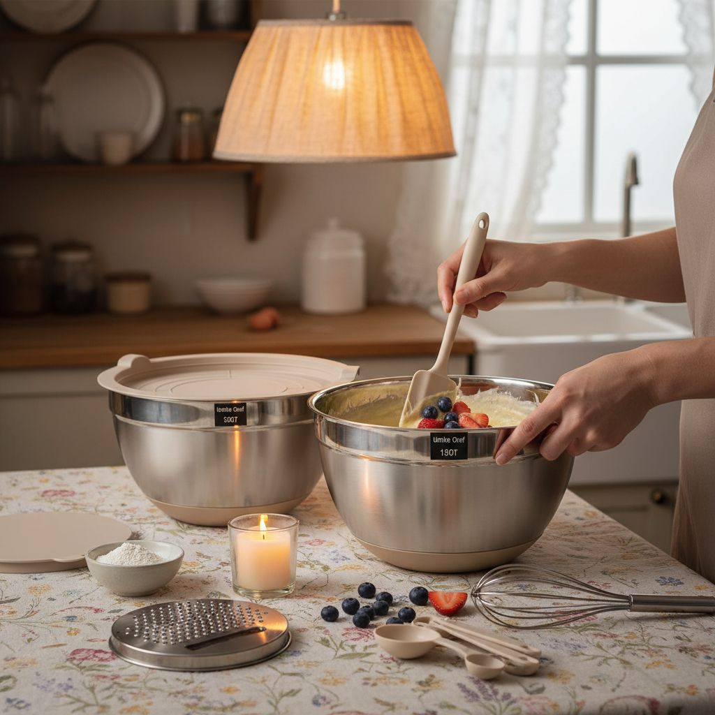 26-piece stainless steel mixing bowl set with khaki airtight lids and grater attachments, non-slip bottoms โ view 3b