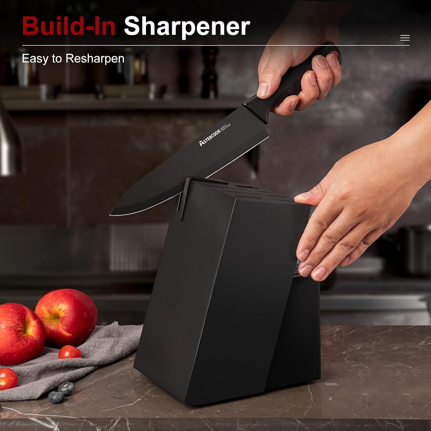 15-piece stainless steel knife set with wooden block and sharpener โ view 4