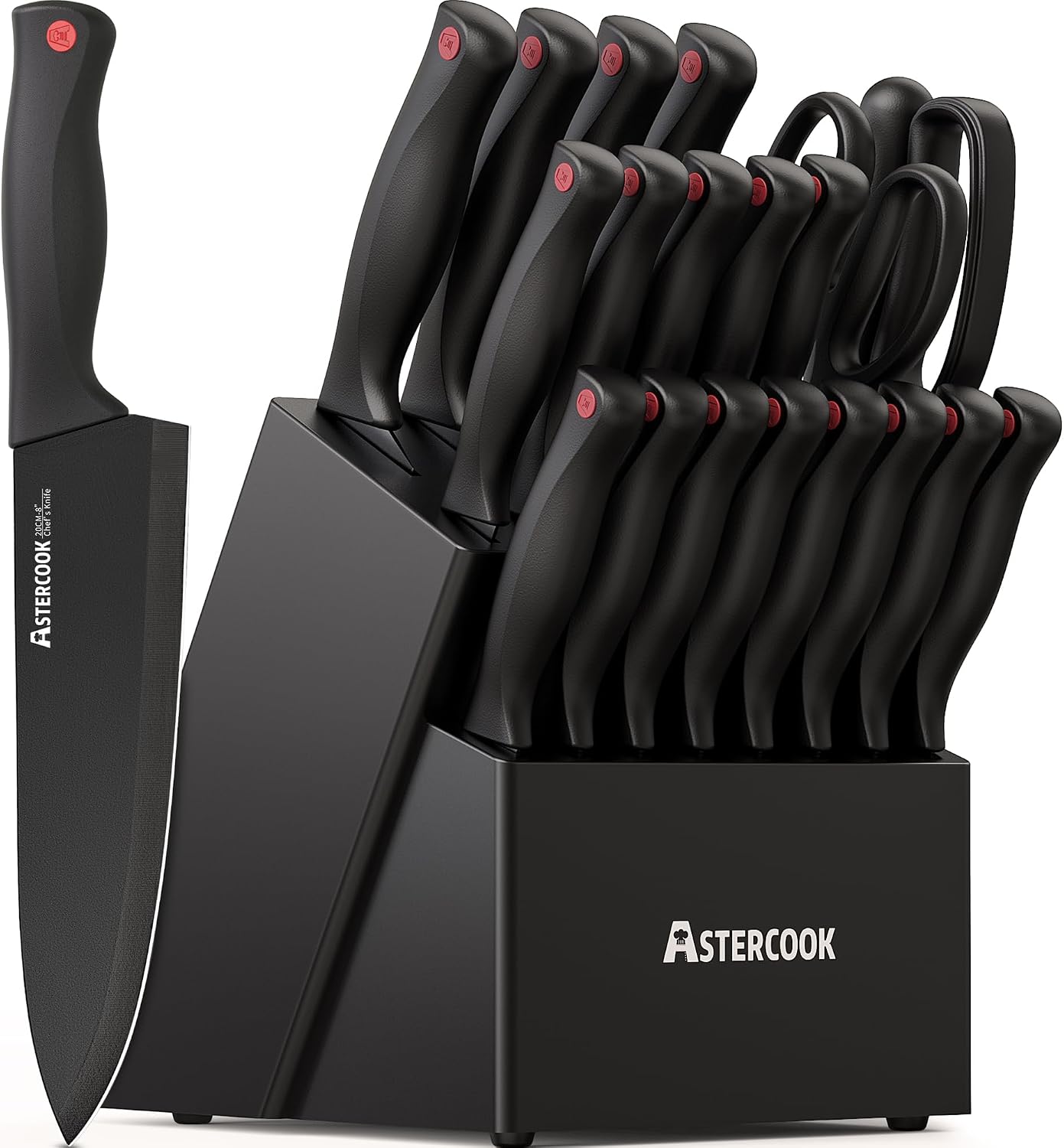 15-piece stainless steel knife set with wooden block and sharpener โ view 5