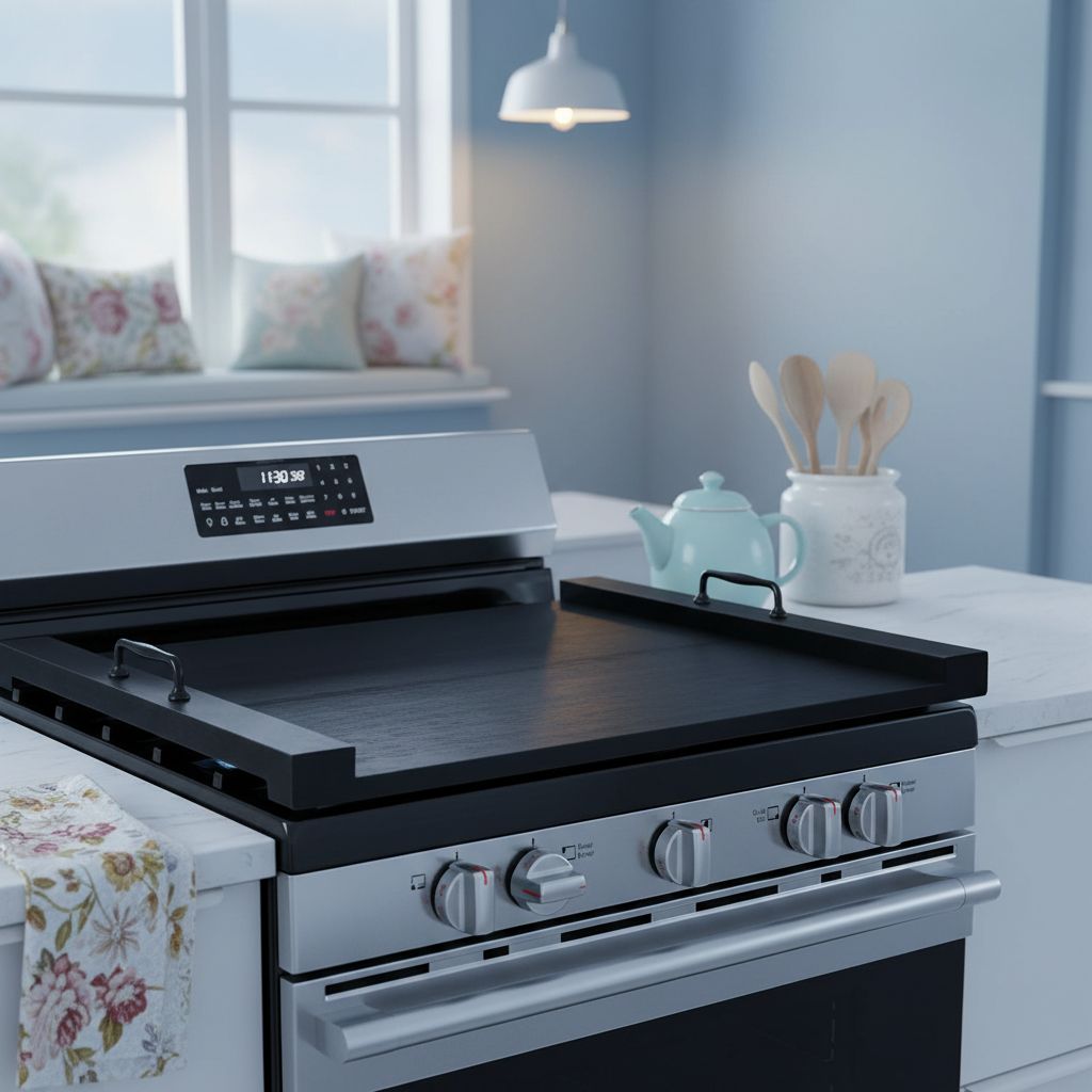 Stainless steel noodle board stovetop cover with handles, suitable for electric and gas ranges — view 5b