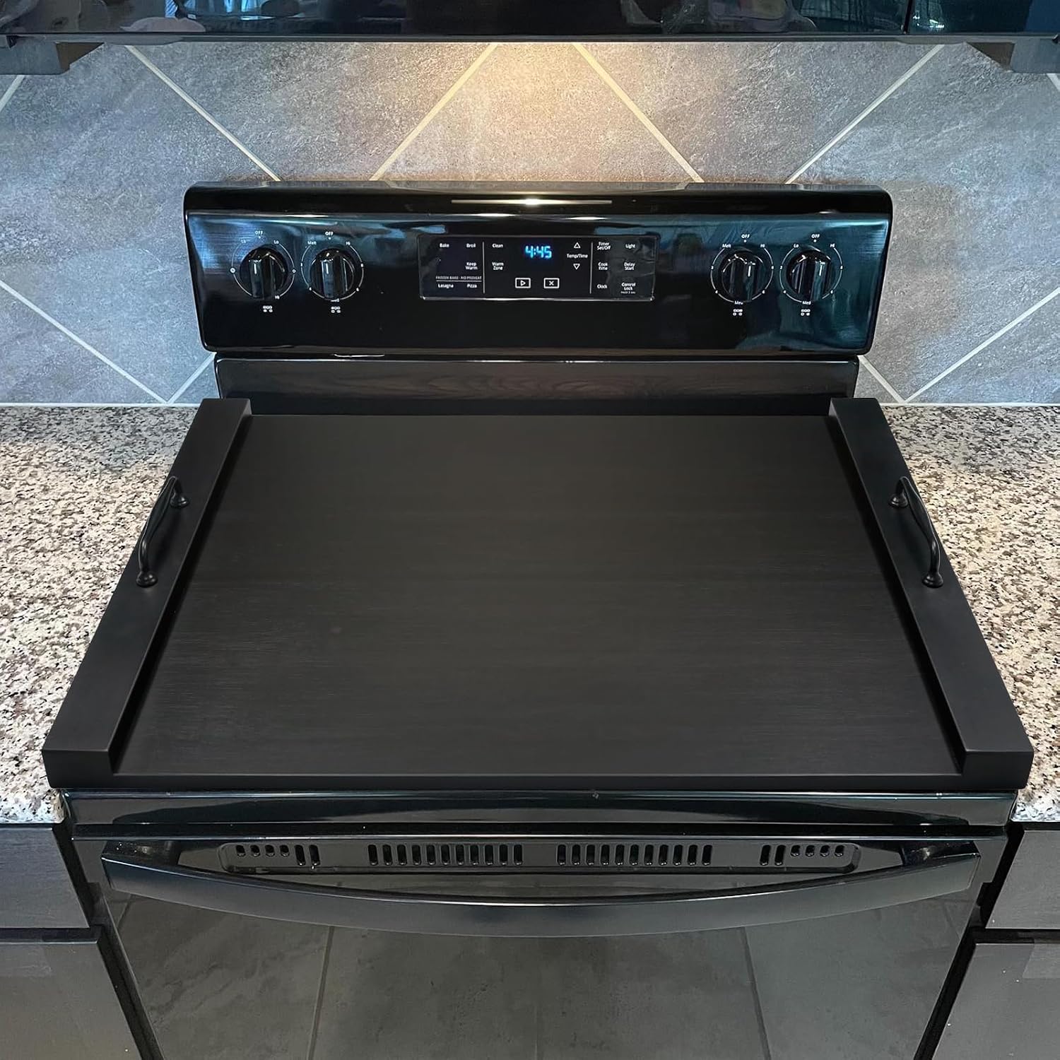 Stainless steel noodle board stovetop cover with handles, suitable for electric and gas ranges — view 2