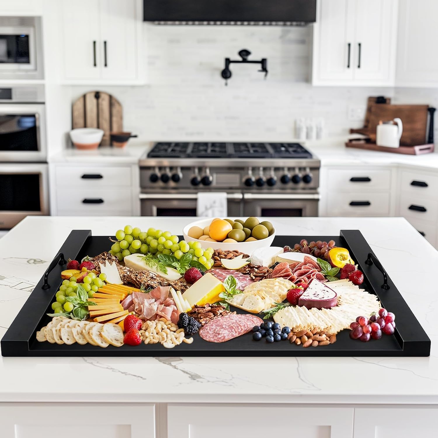 Stainless steel noodle board stovetop cover with handles, suitable for electric and gas ranges — view 5a