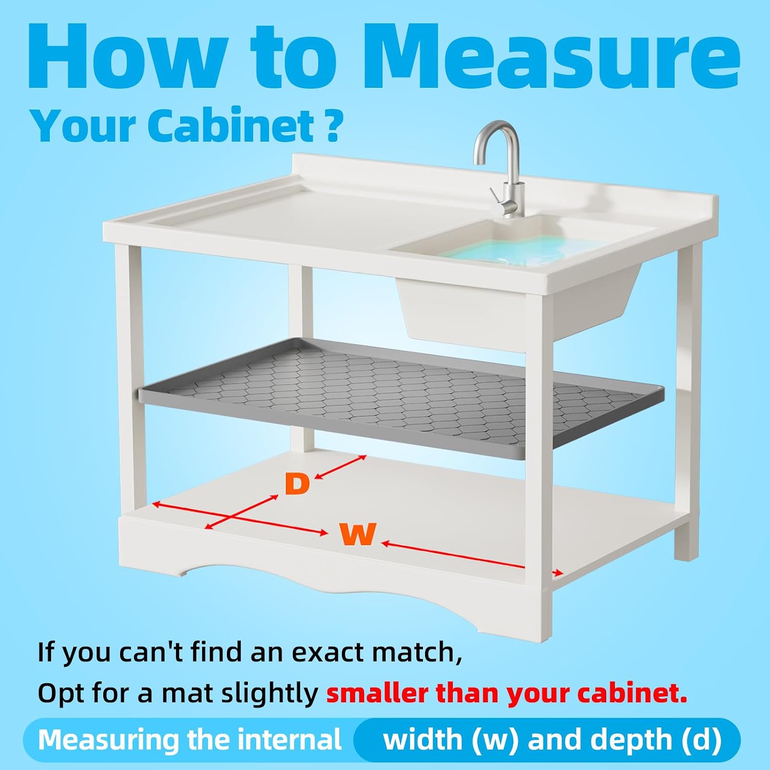 Dark gray silicone under sink mat, 34 x 22 inches, waterproof protection — view 6