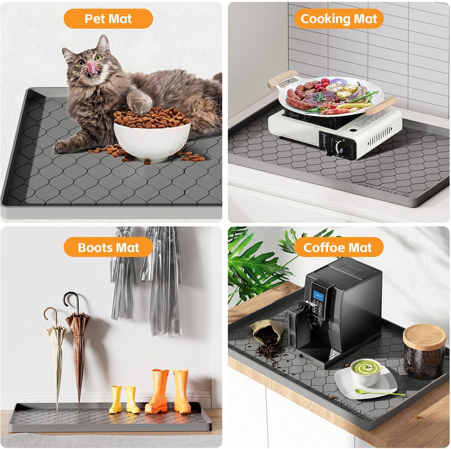 Dark gray silicone waterproof under sink mat, 25 inches by 19 inches — view 2