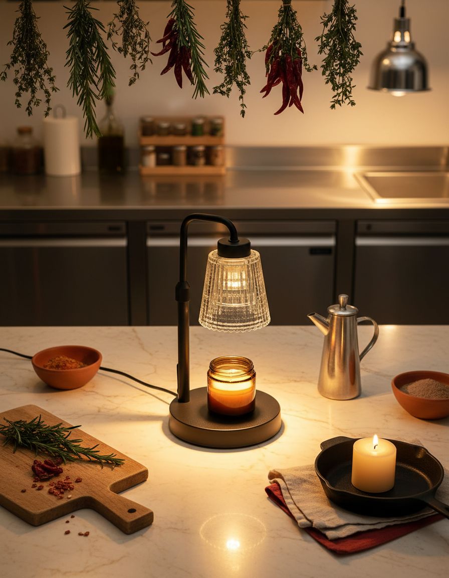 Ceramic candle warmer lamp in white with built-in timer dial, countertop design for home decor — view 6