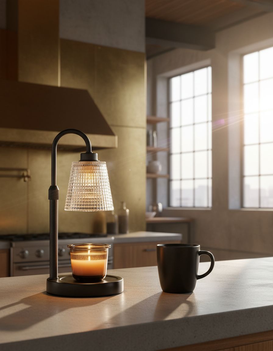 Glass candle warmer lamp with timer function, modern countertop design in clear glass — view 4